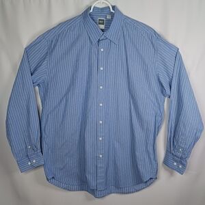 Next Blue, Navy & White Striped Long Sleeve Button Up Dress Shirt.